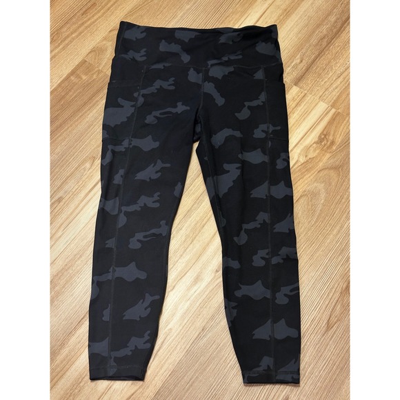 90 Degree By Reflex Pants - 90 Degree by Reflex Womens XL Camo High‎ Waist Side Pocket Leggings Black Gray